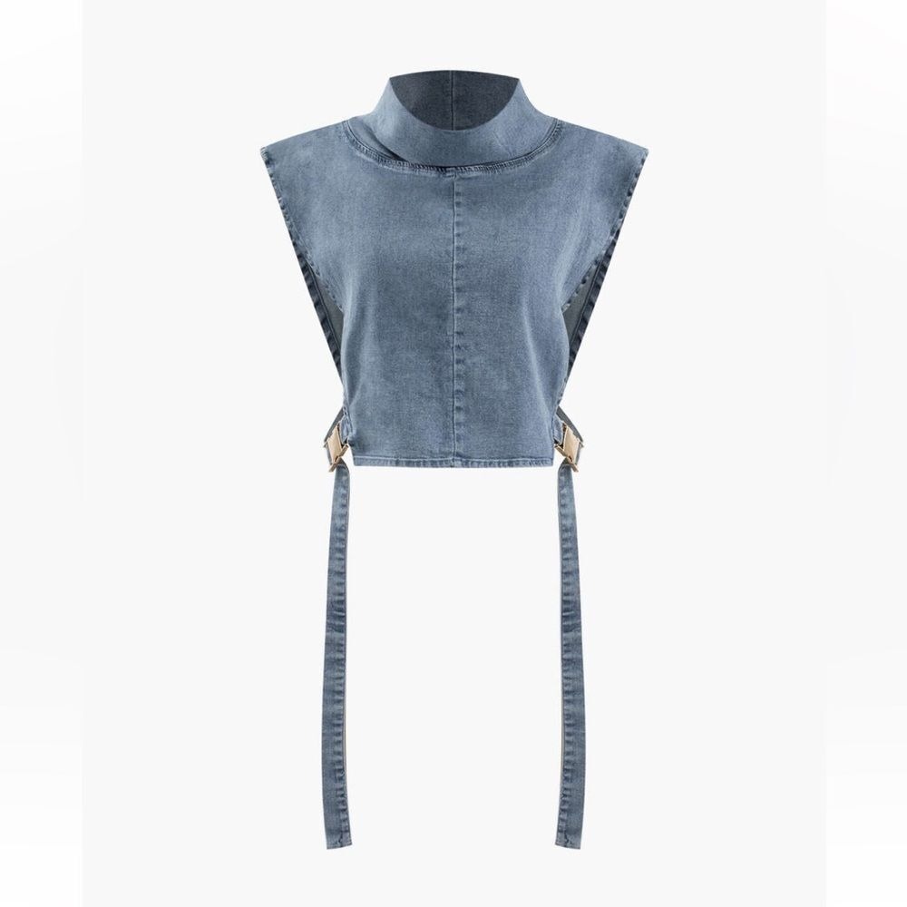 Micas Denim Buckle Sleeveless Top size M - Picture 2 of 7
